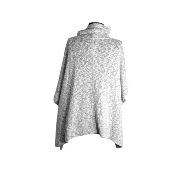 Lou & Grey Size XXS Marled Sweater Knit Poncho Cotton Blend Gray White Marled - Picture 5 of 12